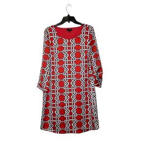 The Limited Dress Size Large Salmon White Geometric Womens Roll Tab Sleeves‎